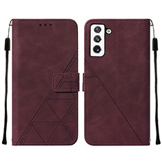 Custodia Portafoglio In Pelle Cover con Supporto Y07B per Samsung Galaxy S21 5G Rosso