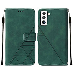 Custodia Portafoglio In Pelle Cover con Supporto Y07B per Samsung Galaxy S21 5G Verde