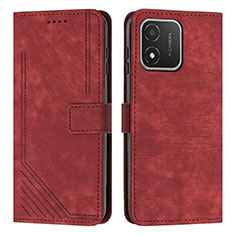 Custodia Portafoglio In Pelle Cover con Supporto Y07X per Huawei Honor X5 Rosso