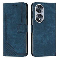 Custodia Portafoglio In Pelle Cover con Supporto Y07X per Huawei Honor X7b Blu