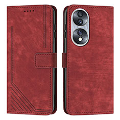 Custodia Portafoglio In Pelle Cover con Supporto Y07X per Huawei Honor X7b Rosso
