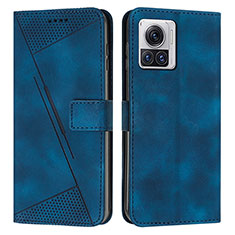 Custodia Portafoglio In Pelle Cover con Supporto Y07X per Motorola Moto Edge X30 Pro 5G Blu