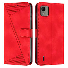 Custodia Portafoglio In Pelle Cover con Supporto Y07X per Nokia C110 Rosso