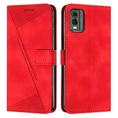 Custodia Portafoglio In Pelle Cover con Supporto Y07X per Nokia C210 Rosso