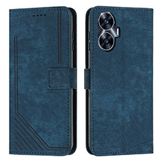 Custodia Portafoglio In Pelle Cover con Supporto Y07X per Realme Narzo N55 Blu
