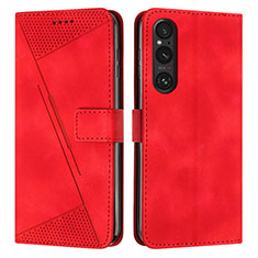 Custodia Portafoglio In Pelle Cover con Supporto Y07X per Sony Xperia 1 V Rosso
