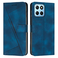 Custodia Portafoglio In Pelle Cover con Supporto Y08X per Huawei Honor X6 Blu