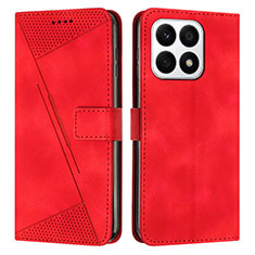Custodia Portafoglio In Pelle Cover con Supporto Y08X per Huawei Honor X8a 4G Rosso