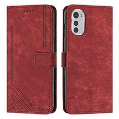 Custodia Portafoglio In Pelle Cover con Supporto Y08X per Motorola Moto E32 Rosso