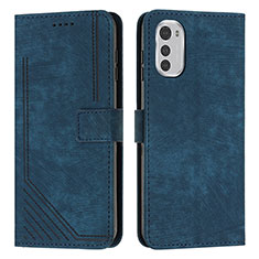 Custodia Portafoglio In Pelle Cover con Supporto Y08X per Motorola Moto E32s Blu