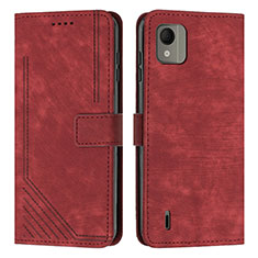 Custodia Portafoglio In Pelle Cover con Supporto Y08X per Nokia C110 Rosso
