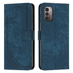 Custodia Portafoglio In Pelle Cover con Supporto Y08X per Nokia G21 Blu