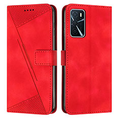 Custodia Portafoglio In Pelle Cover con Supporto Y08X per Oppo A16 Rosso