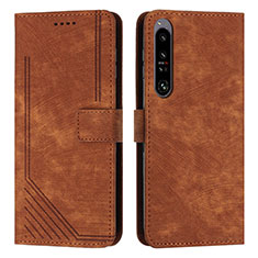 Custodia Portafoglio In Pelle Cover con Supporto Y08X per Sony Xperia 1 IV Marrone