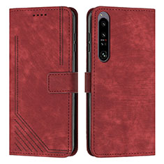 Custodia Portafoglio In Pelle Cover con Supporto Y08X per Sony Xperia 1 IV Rosso