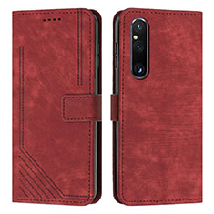 Custodia Portafoglio In Pelle Cover con Supporto Y08X per Sony Xperia 1 V Rosso