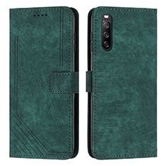 Custodia Portafoglio In Pelle Cover con Supporto Y08X per Sony Xperia 10 IV Verde