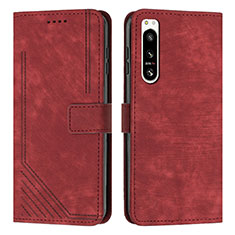 Custodia Portafoglio In Pelle Cover con Supporto Y08X per Sony Xperia 5 IV Rosso