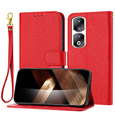 Custodia Portafoglio In Pelle Cover con Supporto Y09X per Huawei Honor 90 Pro 5G Rosso