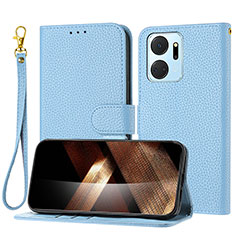 Custodia Portafoglio In Pelle Cover con Supporto Y09X per Huawei Honor X7a Blu