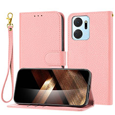 Custodia Portafoglio In Pelle Cover con Supporto Y09X per Huawei Honor X7a Oro Rosa