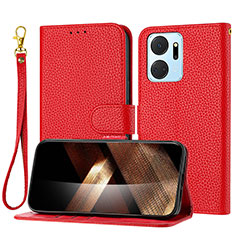 Custodia Portafoglio In Pelle Cover con Supporto Y09X per Huawei Honor X7a Rosso
