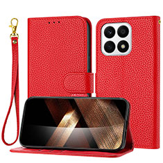 Custodia Portafoglio In Pelle Cover con Supporto Y09X per Huawei Honor X8a 4G Rosso
