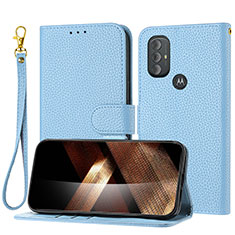 Custodia Portafoglio In Pelle Cover con Supporto Y09X per Motorola Moto G Play (2023) Blu