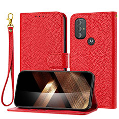 Custodia Portafoglio In Pelle Cover con Supporto Y09X per Motorola Moto G Play (2023) Rosso