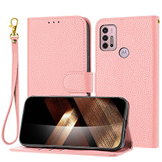 Custodia Portafoglio In Pelle Cover con Supporto Y09X per Motorola Moto G20 Oro Rosa