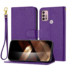 Custodia Portafoglio In Pelle Cover con Supporto Y09X per Motorola Moto G20 Viola