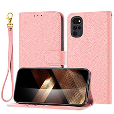 Custodia Portafoglio In Pelle Cover con Supporto Y09X per Motorola Moto G22 Oro Rosa