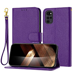 Custodia Portafoglio In Pelle Cover con Supporto Y09X per Motorola Moto G22 Viola