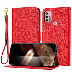 Custodia Portafoglio In Pelle Cover con Supporto Y09X per Motorola Moto G30 Rosso