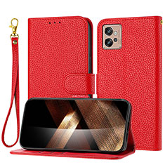 Custodia Portafoglio In Pelle Cover con Supporto Y09X per Motorola Moto G32 Rosso