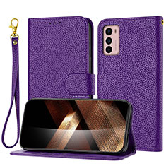 Custodia Portafoglio In Pelle Cover con Supporto Y09X per Motorola Moto G42 Viola