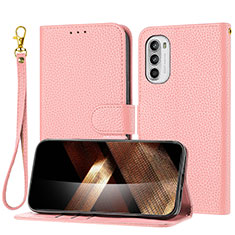 Custodia Portafoglio In Pelle Cover con Supporto Y09X per Motorola MOTO G52 Oro Rosa