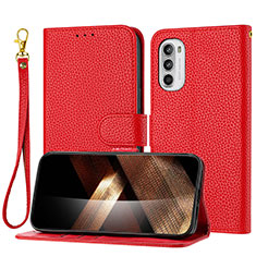 Custodia Portafoglio In Pelle Cover con Supporto Y09X per Motorola Moto G62 5G Rosso