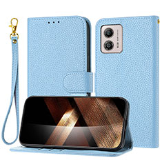 Custodia Portafoglio In Pelle Cover con Supporto Y09X per Motorola Moto G73 5G Blu
