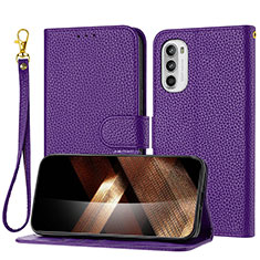 Custodia Portafoglio In Pelle Cover con Supporto Y09X per Motorola Moto G82 5G Viola