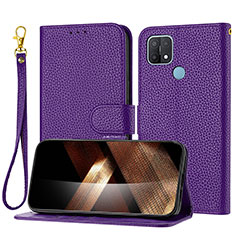 Custodia Portafoglio In Pelle Cover con Supporto Y09X per Oppo A15 Viola