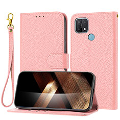 Custodia Portafoglio In Pelle Cover con Supporto Y09X per Oppo A35 Oro Rosa