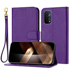 Custodia Portafoglio In Pelle Cover con Supporto Y09X per Oppo A93 5G Viola