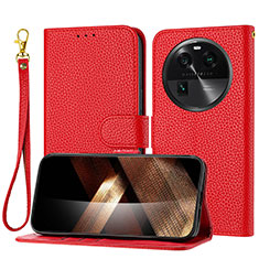 Custodia Portafoglio In Pelle Cover con Supporto Y09X per Oppo Find X6 5G Rosso
