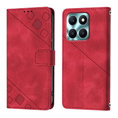 Custodia Portafoglio In Pelle Cover con Supporto YB1 per Huawei Honor X6a Rosso