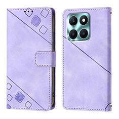 Custodia Portafoglio In Pelle Cover con Supporto YB1 per Huawei Honor X6a Viola