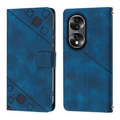 Custodia Portafoglio In Pelle Cover con Supporto YB1 per Huawei Honor X7b Blu