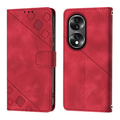 Custodia Portafoglio In Pelle Cover con Supporto YB1 per Huawei Honor X7b Rosso