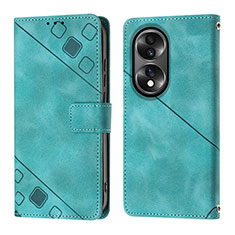 Custodia Portafoglio In Pelle Cover con Supporto YB1 per Huawei Honor X7b Verde