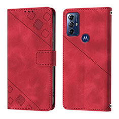Custodia Portafoglio In Pelle Cover con Supporto YB1 per Motorola Moto G Power (2022) Rosso